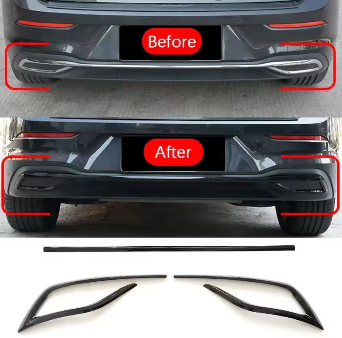 Golf 8 schwarze Abdeckung Heckdiffusor/Blenden