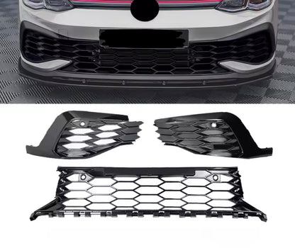 Kühlergrill Wabengrill Hochglanz Schwarz für Golf 8 GTI/Clubsport